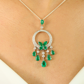 18K Solid White Gold Designer Chandeliar Pendant