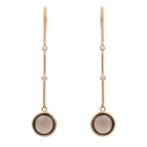 18K Elegant Smoky Topaz Diamond Bar Earrings