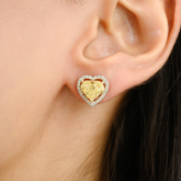 18K Solid White Gold Heart Diamond Solitaire Stud Earrings - vrjewels-us