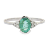 14K White Gold Emerald Ring