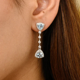18K White Gold Trillion Cut Aquamarine Diamond Earrings