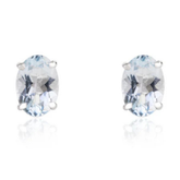 18K Oval Cut Aquamarine Minimal Stud Earrings