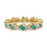 18K Yellow Gold Emerald Diamond Ring
