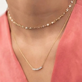 14K Gold Diamond Bar Chain Necklace