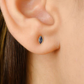 14K Minimal Marquise Sapphire Birthstone Everyday Studs