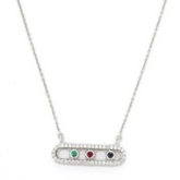 18K Emerald Ruby Sapphire and Diamond Faceted Necklace