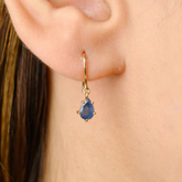 14K Pear Cut Blue Sapphire Tiny Earrings