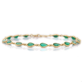 18K Bezel Set Pear Emerald Bracelet