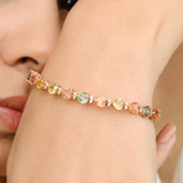 14K Heart Shape Multi Sapphire and Diamond Tennis Bracelet