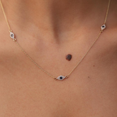 14K Blue Sapphire Evil Eye Chain Necklace