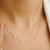 18K Gold Uncut Diamond Station Necklace