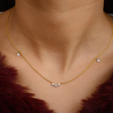 14K Solid Gold Diamond Celestial Necklace for Her