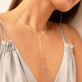 18K Solid Gold Diamond Lariat Y Necklace