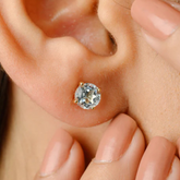 14K Round Blue Topaz Prong Set Solitaire Studs