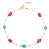 18K Ruby and Emerald Beads Bracelet - Everyday Stackable