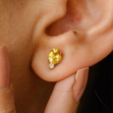 18K Yellow Sapphire Oval Studs with Diamond