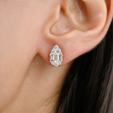 18K Solid White Gold Pear Shape Cluster Earrings - vrjewels-us