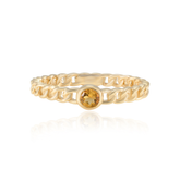 14K Gold Round Citrine Chain Ring