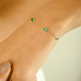 14K Yellow Gold Emerald Delegate Chain Bracelet