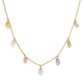 18K Yellow Gold Multi-Gemstone Charm Necklace