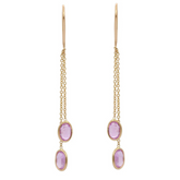 18K Modern Pink Sapphire Chain Dangle Earrings