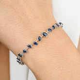 18K Blue Sapphire Tennis Bracelet – Contemporary Pear & Marquise Cut Style