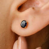 Minimal 18K Deep Blue Sapphire Prong Set Studs