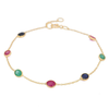 18K Ruby Emerald and Blue Sapphire Gemstone Bracelet Thumbnail