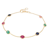 18K Ruby Emerald and Blue Sapphire Gemstone Bracelet