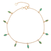 18K Gold Marquise Emerald Charm Bracelet