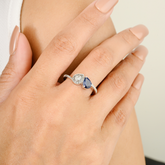 14K Solid White Sapphire & Diamond Toi et Moi Ring - vrjewels-us