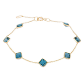 18K Bezel Set Cushion Blue Topaz Chain Bracelet