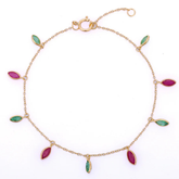 18K Emerald and Ruby Marquise Charm Bracelet