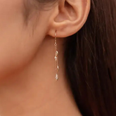 18K Layered Chain Diamond Earrings For Bridesmaids