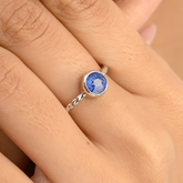 14K Solid White Gold Blue Sapphire Statement Ring - vrjewels-us