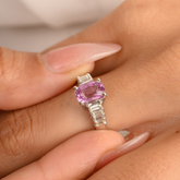 14K Solid White Gold Pink Sapphire Diamond Ring - vrjewels-us