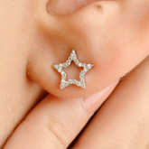18K Diamond Celestial Star Stud Earrings For Christmas