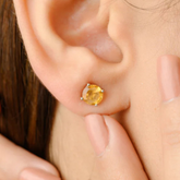 14K Natural Gold Citrine Minimalist Earrings