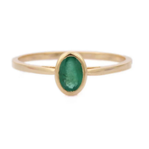 14K Gold Emerald Solitaire Ring