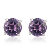14K Round Cut Amethyst Stud Earrings Birthday Gift