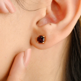 14K Blood Red January Birthstone Garnet Stud Earrings