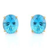 10K Oval Cut Blue Topaz Birthstone Studs