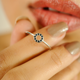 14k Round Blue Sapphire Minimalist Circle Ring