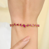 18K Ruby Tennis Bracelet – Contemporary Pear & Marquise Cut Style