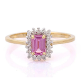 14K Gold Pink Sapphire & Diamond Ring