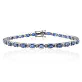 14K Octagon Cut Blue Sapphire Diamond Tennis Bracelet
