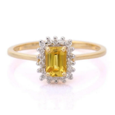 14K Gold Yellow Sapphire & Diamond Engagement Ring