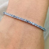 18K Square Cut Blue Sapphire Tennis Bracelet - Everyday Stackable