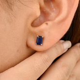 14K Prong Set Dainty Blue Sapphire Stud Earrings