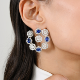 18K Solid White Gold Kyanite Diamond Swirl Wedding Earrings - vrjewels-us